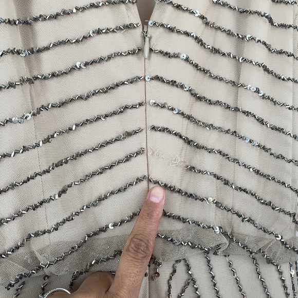 Gorgeous champagne colored sequin gown - Picture 10 of 11